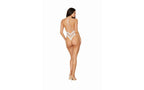 Dreamgirl Lingerie Fishnet Halter Teddy With Stretch Lace Edge Trims White Dream Girl Lingerie