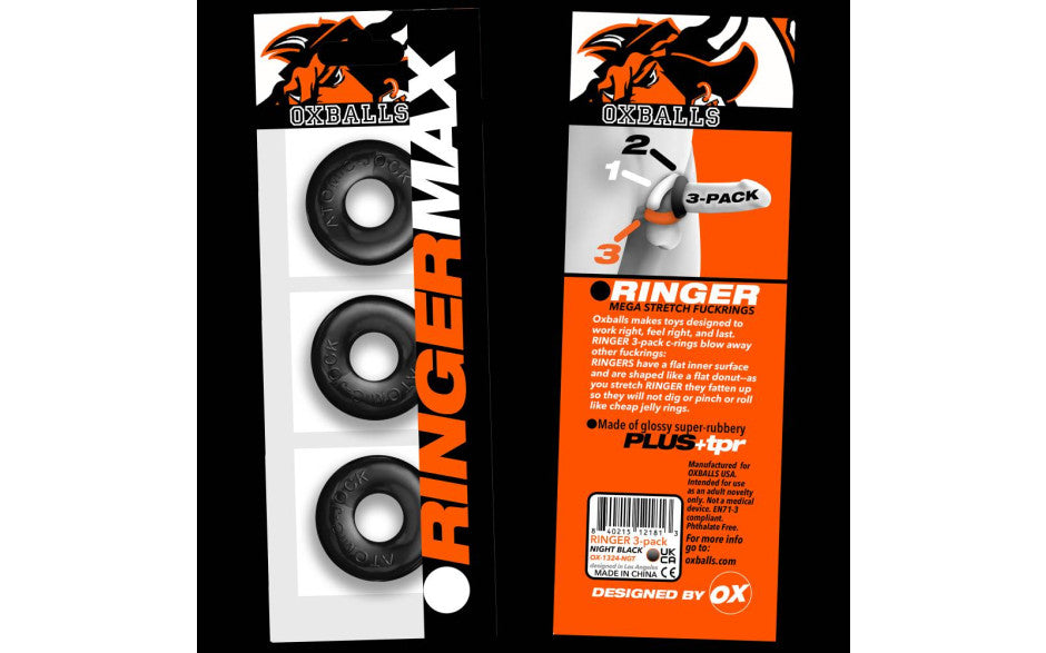 OxBalls Ringer Max Cock Ring Set 3 Piece Black Secondary image