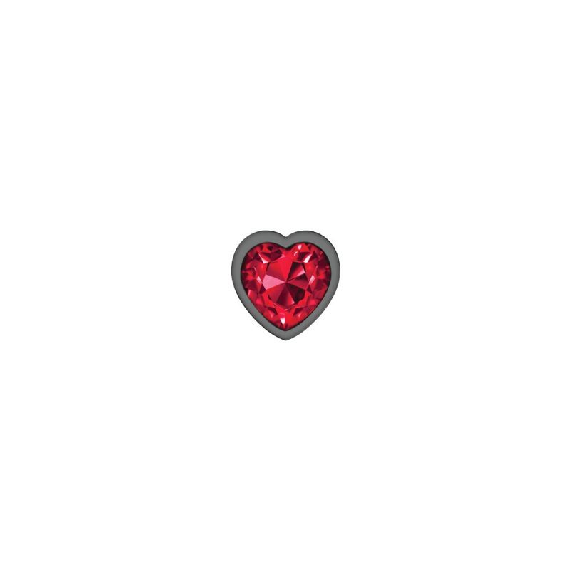 Cheeky Charms Round Metal Butt Plug Gunmetal 3 Piece Kit With Dark Red Heart Jewel Secondary image
