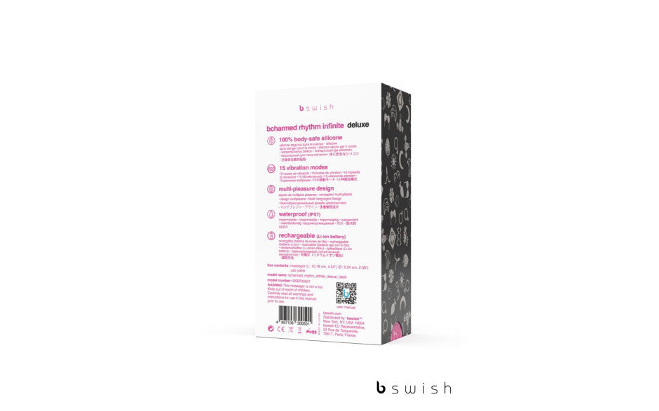 B Swish BCharmed Rhythm Infinite Deluxe Vibrating Cock Ring Black