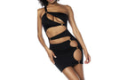 Mapale Asymmetrical Womens Cut Out Dress With Ring Details Black