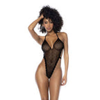 Mapale Polka Dot Halter Neck Womens Bodysuit Black