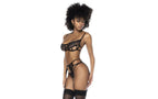 Mapale Womens Sexy Bodysuit With Lace Ruffles Black