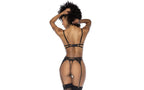 Mapale 3 Piece Bra, Garter Belt and Thong Set Black