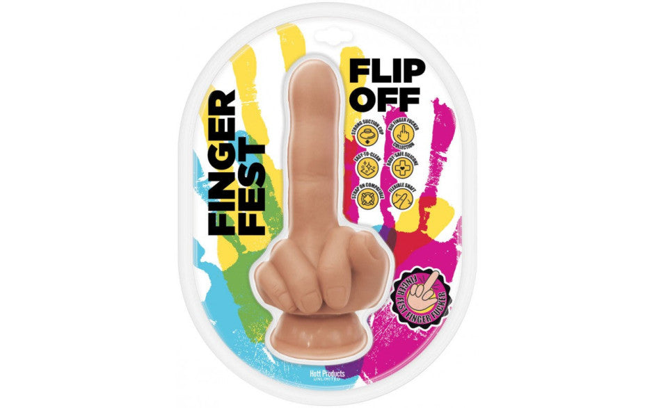 Hott Products Finger Fest Flip Off Realistic Dildo Flesh Hott Products