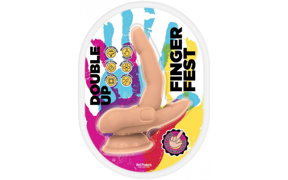 Hott Products Finger Fest Double Up Realistic Dildo Flesh Hott Products