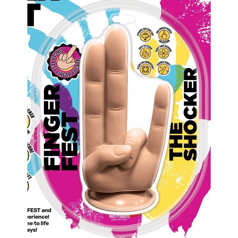 Hott Products Finger Fest The Shocker Dildo Flesh