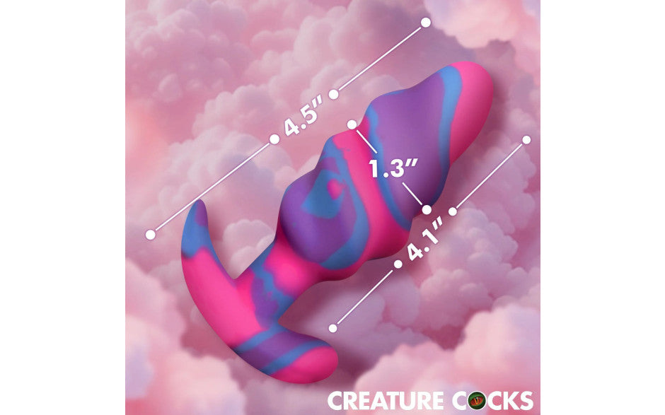 XR Brands Creature Cocks Unicorn Swirl Silicone Butt Plug Secondary image