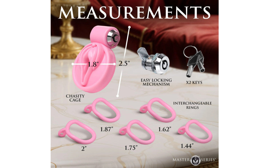 XR Brands Master Series Pussification Vulva Male Chastity Cage