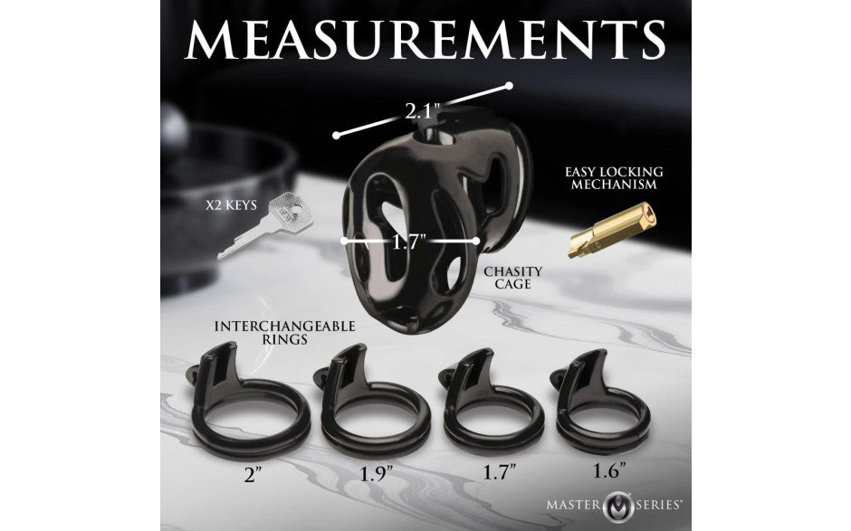 XR Brands Master Series Hard Stop Double Ring Mens Chastity Cage