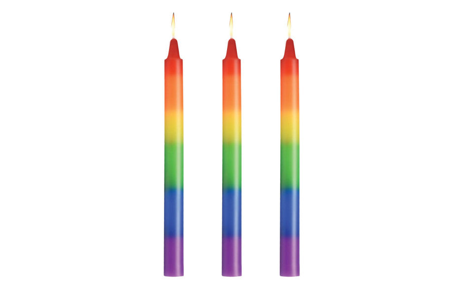 XR Brands Master Series Pride Candles Rainbow Drip Candle 3 Piece Secondary image