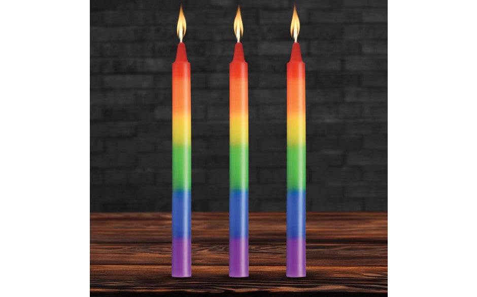 XR Brands Master Series Pride Candles Rainbow Drip Candle 3 Piece