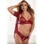 GWorld Lingerie Robe Set With Bra & Open Crotch Panty 3 Piece One Size