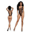 DreamGirl Sheer Mesh Rhinestone Teddy Black One Size