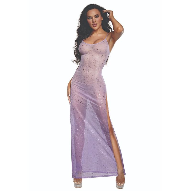 DreamGirl Ombre Glitter Mesh Gown Lilac Secondary image