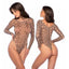 Mapale Mesh Long Sleeve Leopard Bodysuit One Size