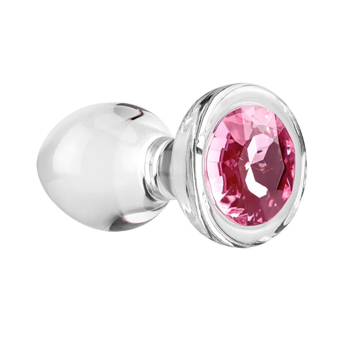 Adam & Eve PINK GEM GLASS Butt Plug With Pink Gem Base Medium 8.7cm Secondary image