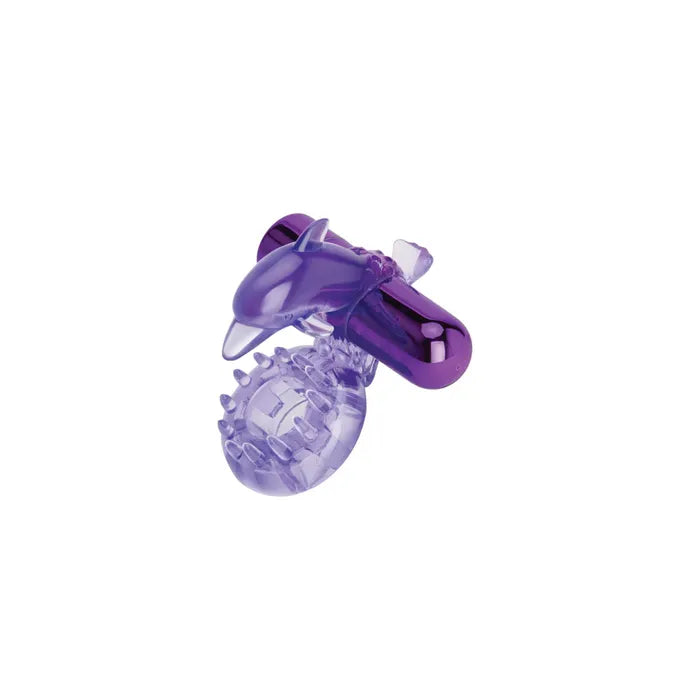 Bodywand Rechargeable Dolphin Ring With Clit Ticklers USB Rechargeable Vibrating Cock Ring Purple Secondary image