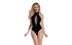 Starline Pandora Wet Look Lace Up Sexy Womens Bodysuit Black