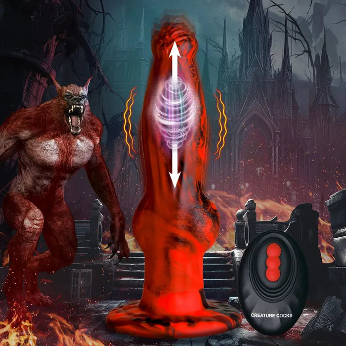 XR Brands Creature Cocks Hell Wolf USB Rechargeable Thrusting Fantasy Dildo 22cm Red XR Brands