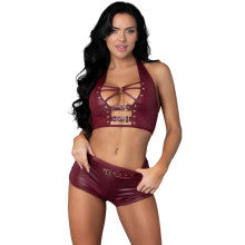 Exposed Lingerie Thalia Burgundy Tease Two Piece Set Secondary image