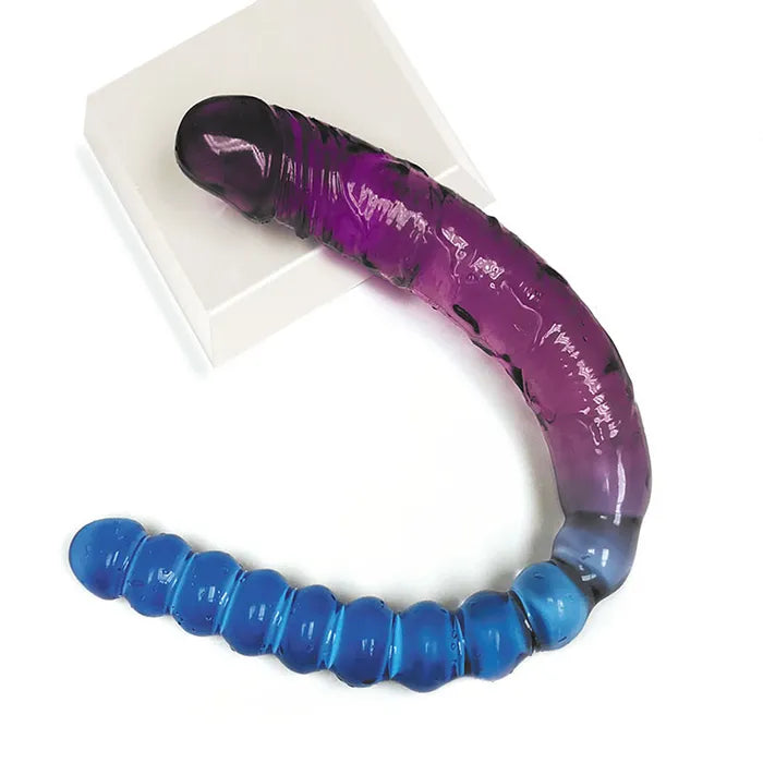 Icon Brands Shades Jelly TPR Double Dong 17 Inch Voilet / Blue Icon Brands
