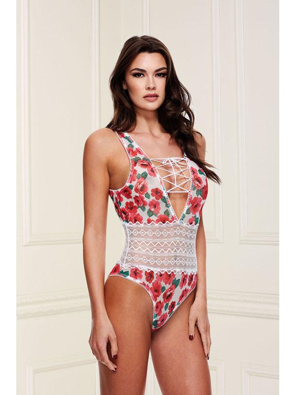 White Floral and Lace Teddy BLW3206-ML BX Baci
