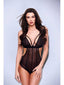 Baci Sexy Crotchless Mesh Teddy - Black - S/M BX Baci