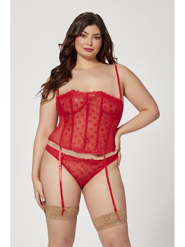 Two Piece Bustier And Panty Set 11570X RED 1X/2X (H) Seven Til Midnight Main image