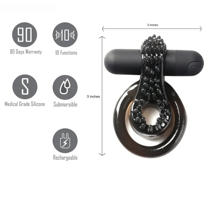 Maia Jagger USB Rechargeable Vibrating Cock & Ball Ring Black Secondary image