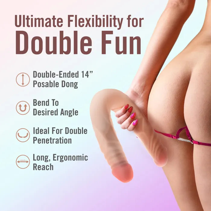 Blush Novelties Dr Skin Plus Posable Double Dong 14 Inch Flesh Secondary image