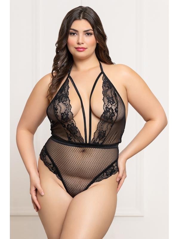 Seven Til Midnight Fence Mesh & Lace Teddy Black OSX Secondary image