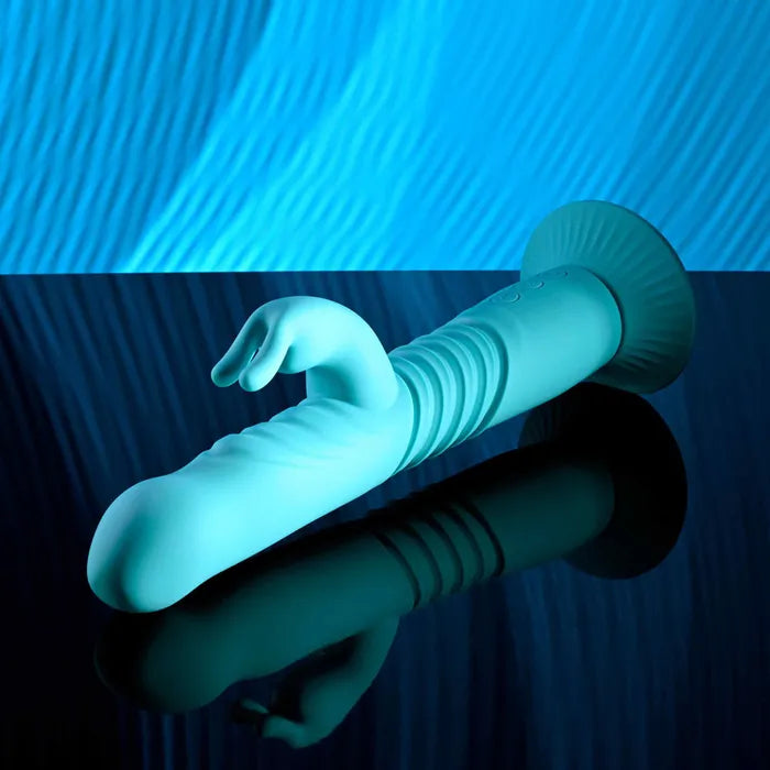 Evolved BUNNY HOP USB Rechargeable Thrusting Rabbit Vibrator With Suction Base 25.1cm Evolved