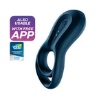 Satisfyer Epic Duo USB Rechargeable Cock & Balls Ring With App Control Navy Blue Satisfyer