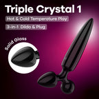 Satisfyer Triple Crystal 1 Black Glass 3 In 1 Butt Plug
