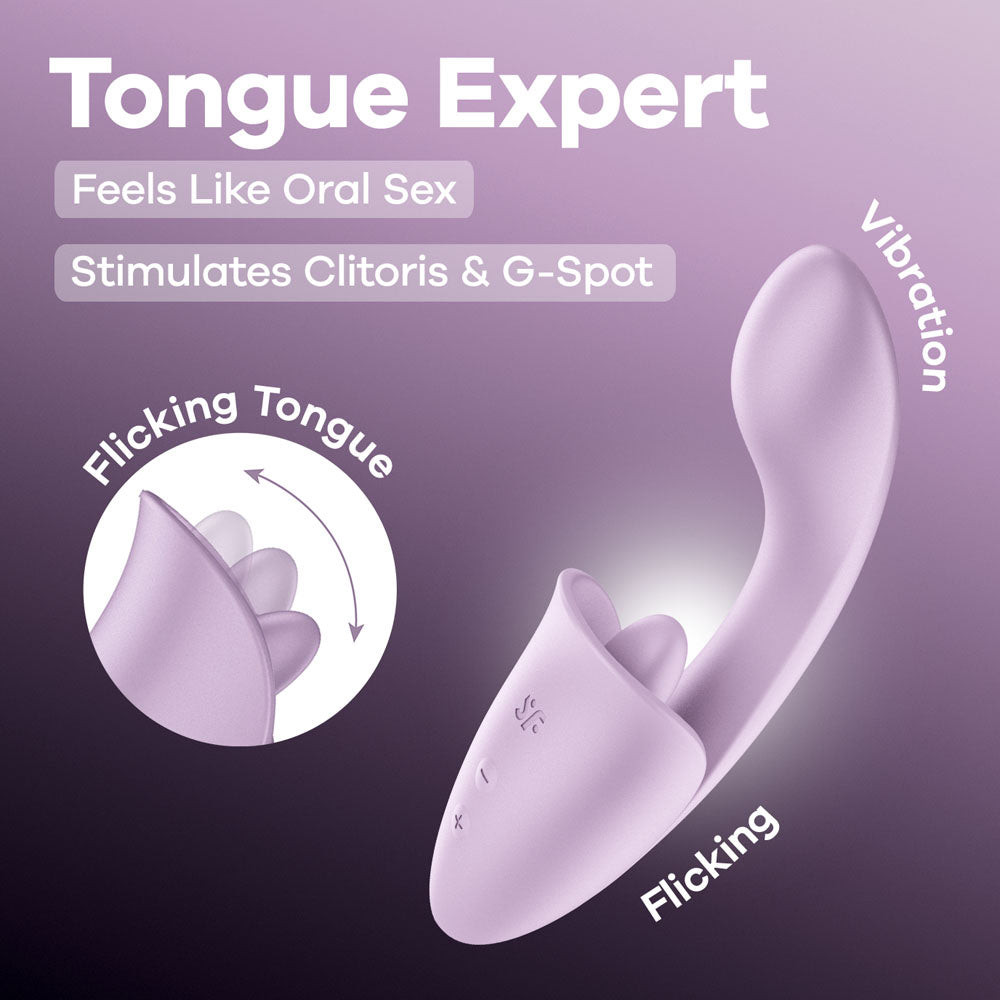 Satisfyer Tongue Expert USB Rechargeable Vibrator With Flicking Clit Stimulator 18cm Satisfyer