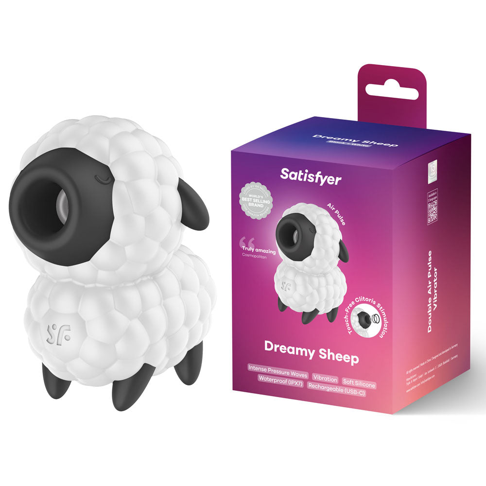 Satisfyer Dreamy Sheep USB Rechargeable Vibrating Air Pulse Stimulator White / Black