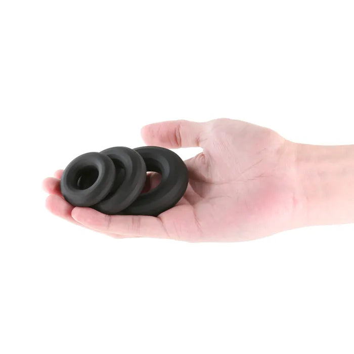 NS Novelties Renegade Fireman Cock Rings Set of 3 Sizes Black NS Novelties