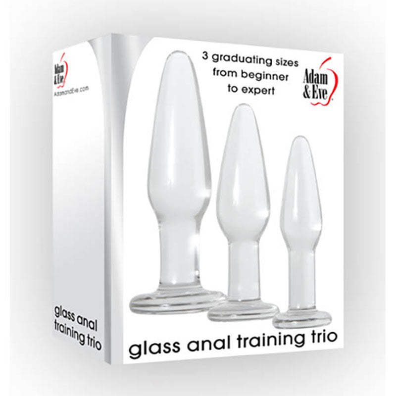Adam & Eve Glass Anal Training Trio Glass Butt Plugs Set Of 3 Sizes Clear Adam & Eve Main image