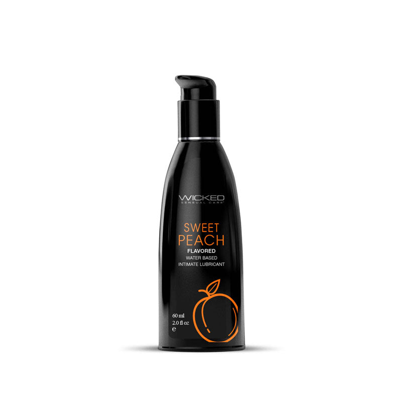 Wicked Aqua Sweet Peach Flavoured Water Based Lubricant 2 Oz Bottle Wicked