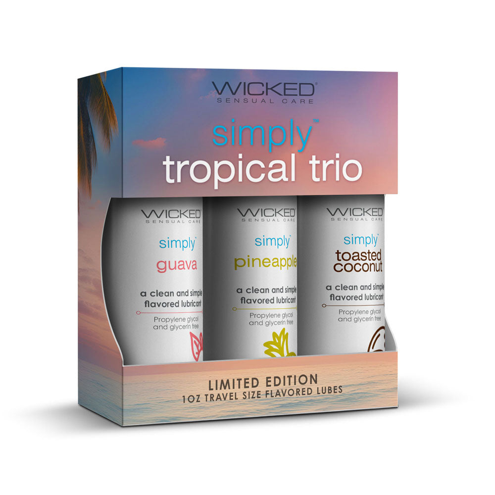 Wicked Simply Tropical Trio Flavoured Water Based Lubricants Set Of 3 x 30ml Bottles Wicked Main image
