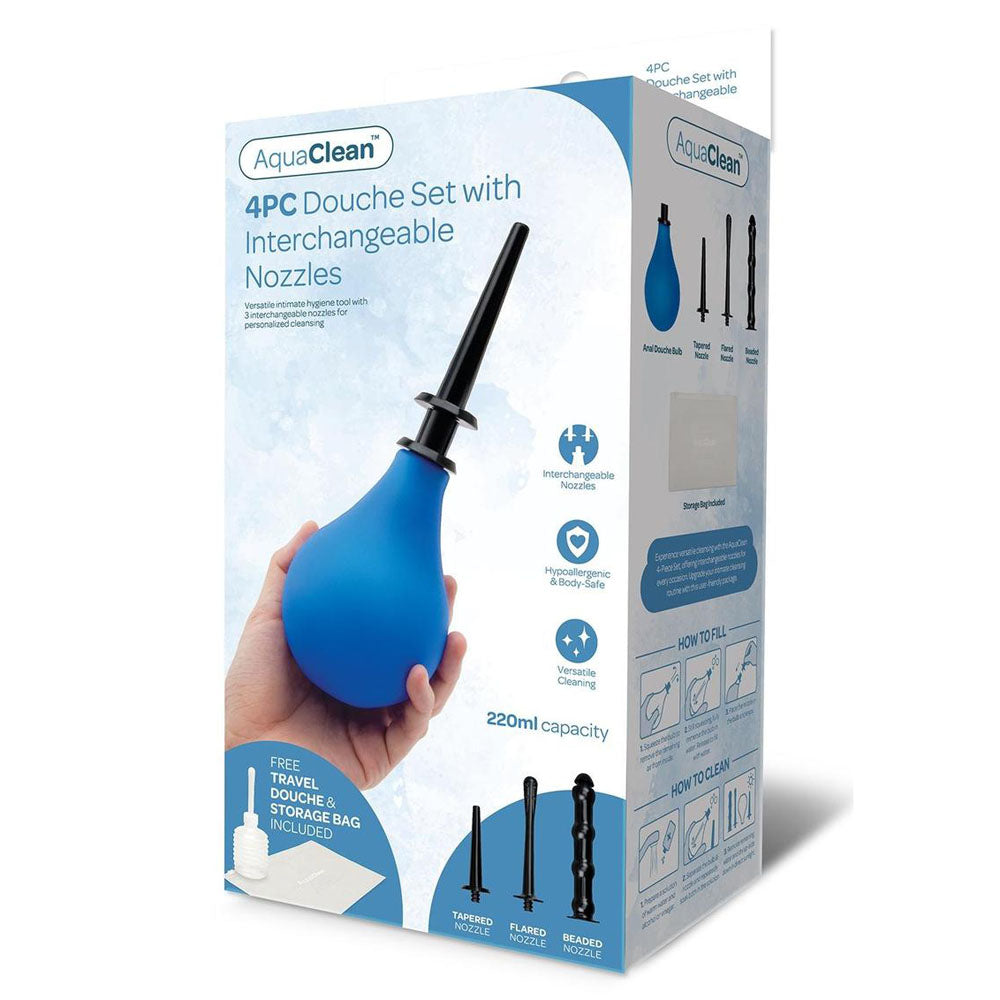 Xgen Products AquaClean 4 Piece Douche Set With Interchangeable Nozzles 220ml Capacity With Free Travel Douche Included Xgen Products