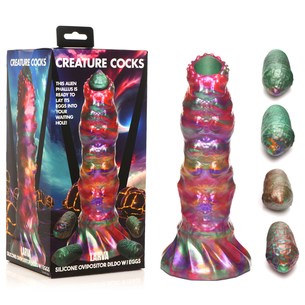 XR Brands Creature Cocks Larva Silicone Fantasy Dildo With Eggs 22.9cm XR Brands Main image