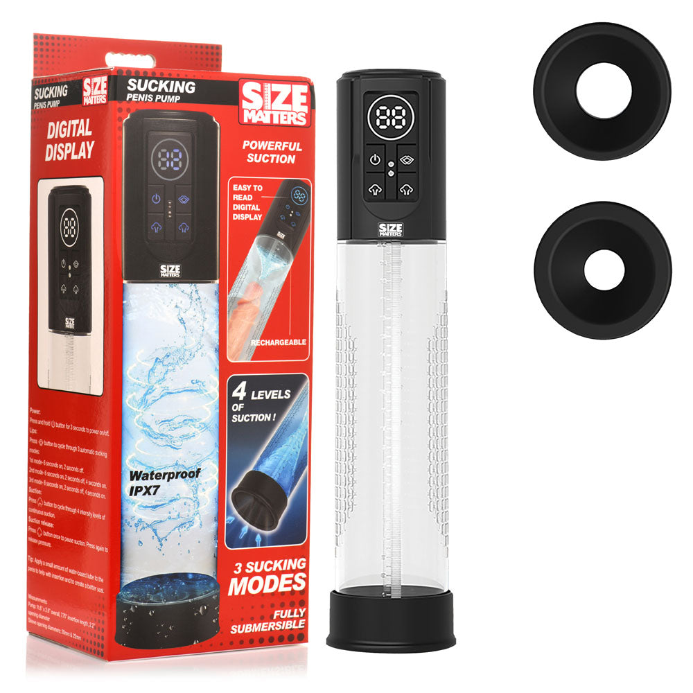 XR Brands Size Matters Sucking USB Rechargeable Penis Pump Clear XR Brands Main image