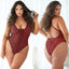 Allure Lingerie Allure Leopard Lace Up Teddy Burgundy 2X / 3X