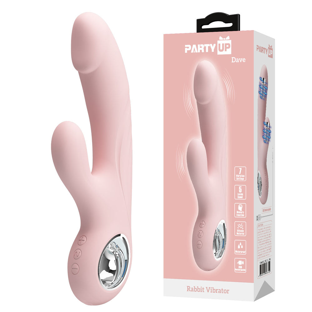 Party Up DAVE Rabbit Vibe USB Rechargeable Rabbit Vibrator 19cm Party Up Main image