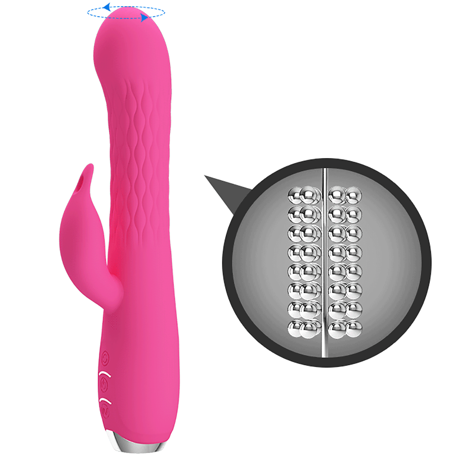 Party Up ERIC Rotating Beads Vibrator USB Rechargeable Rabbit Vibrator with Rotating Bead Shaft 20.5cm Secondary image