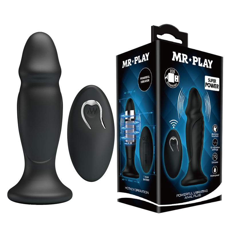 MR PLAY Powerful USB Rechargeable Vibrating Anal Plug With Remote 12.4cm Mr Play Main image