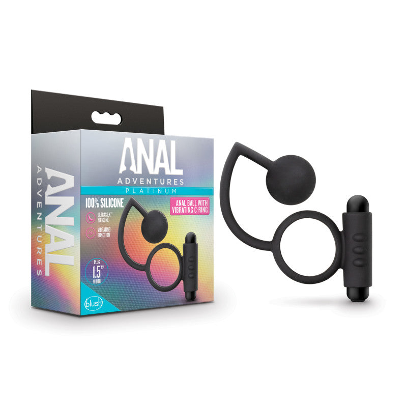 Blush Novelties Anal Adventures Platinum Anal Ball & Vibrating Cock Ring With Anal Ball Black Blush Novelties Main image