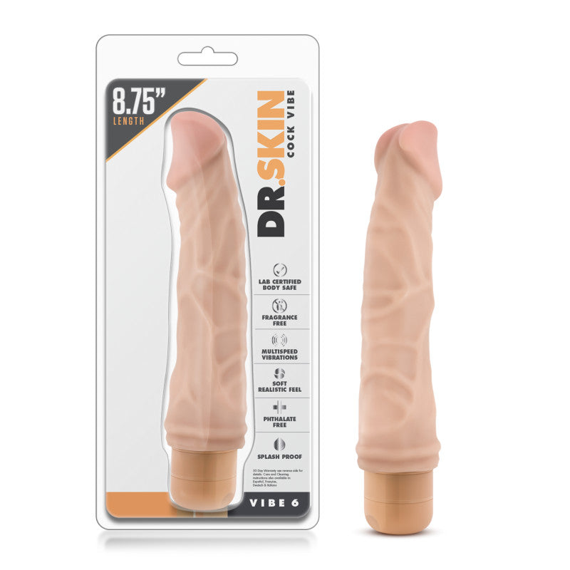 Blush Novelties Dr Skin Cock Vibe 6 Vibrating Dong 8.5 Inch Blush Novelties Main image